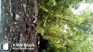 Blonde Poops in the Forest Backside View