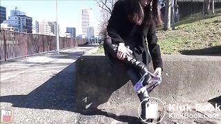 Cute girl dare to poop in public