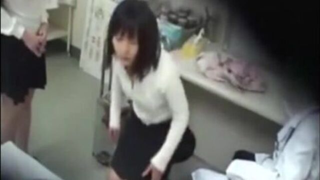 Constipated Japanese girl's clinic enema