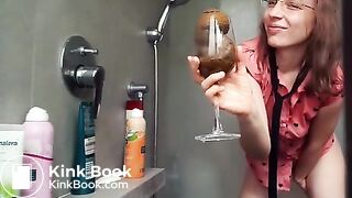 Cute girl pooping in shower