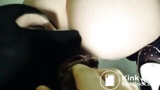 Eating a long turd