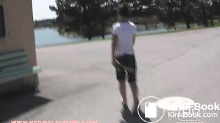 Huge poop in nasty public toilet