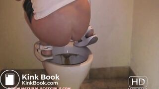 Huge poop in nasty public toilet