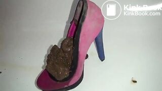 girl craps in shoe