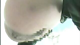 japanese women takes a big  poop with prepoop fart