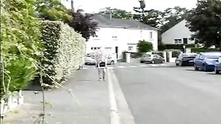 Blonde mature shitting in public