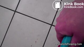 woman shits in public bathroom