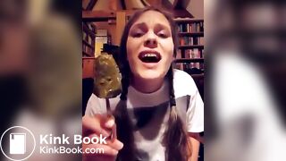 Lunatic chick eats a scatcicle