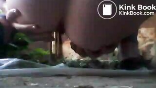 Many Farts and Poop Outdoor - Close Up Shot