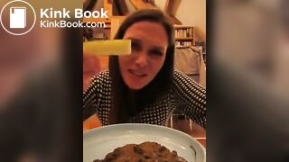 Same crazy chick eating a plate of shit