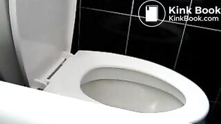 Girl pooping on toilet