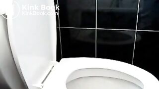 Girl pooping on toilet