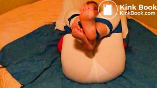 Peeprincess white pantyhose enema release