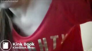 Girl poops in diaper in the morning while using laptop