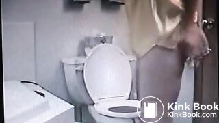 Vintage video of a brunette milf shitting a big one