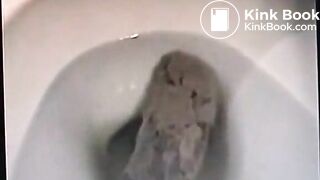 Vintage video of a brunette milf shitting a big one