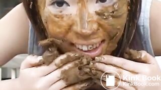 Japanese Eating her own shit