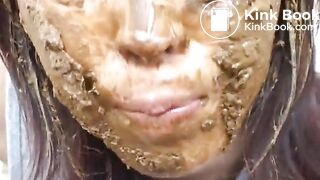 Japanese Eating her own shit