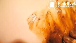 Wife piss and shits on husbands cock