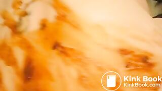 Wife piss and shits on husbands cock