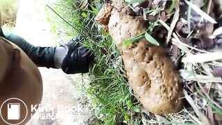German girl shits Long turd outside