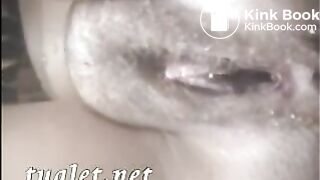 Girl with hairy hole piss and shit - Pooping and pissing gir