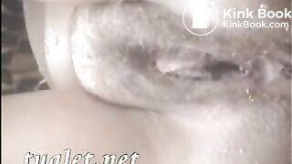 Girl with hairy hole piss and shit - Pooping and pissing gir