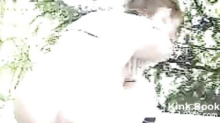 Sexy teen shits from a park bench