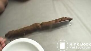 Tall girl playing on shit made flute Part1