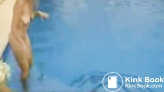 dirty bitches taking a huge dump in a swimming poo