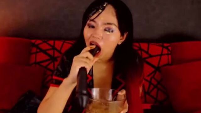 asian whore eats her shitty vomit