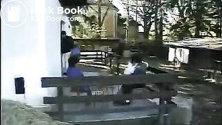 Girl shits from balcony on teenage couple
