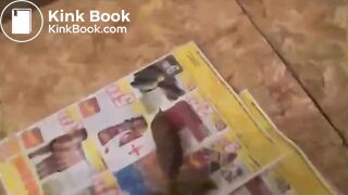 Russian girl pooping in the hallway