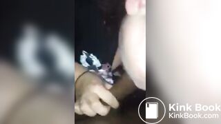 Scat BBWendi sucks shitty cock and swallows spit