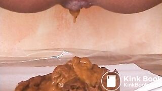 Girl shits on table