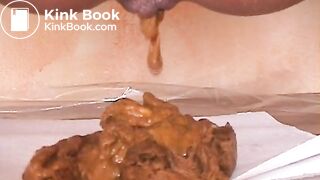 Girl shits on table