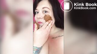 Scat BBWendi paints her body and eats her scat