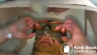 Extreme scat eating slave man