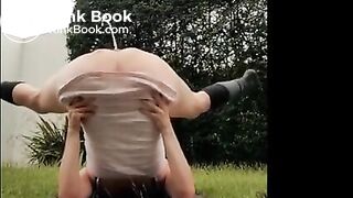 Crazy Teen In Scat Fun In Garden