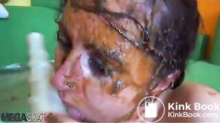 Vomit and scat in pantyhose with Marcella