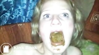 Sticking Dildo In Shitty Mouth