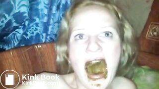 Sticking Dildo In Shitty Mouth