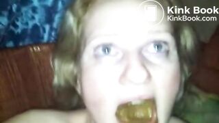 Sticking Dildo In Shitty Mouth