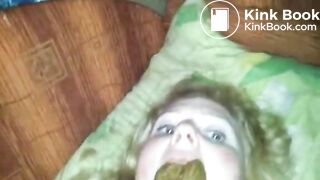 Sticking Dildo In Shitty Mouth