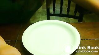 Taking a shit on a plate 2
