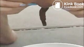 Hot teen shitting on the plate