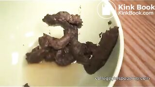 College girl Alaska shits in the yellow bowl - Scat Video Collection