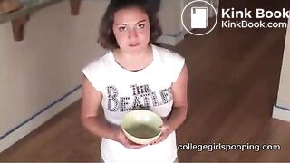 College girl Alaska shits in the yellow bowl - Scat Video Collection