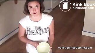 College girl Alaska shits in the yellow bowl - Scat Video Collection