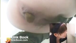 Girl Pooping Out A Hard Turd